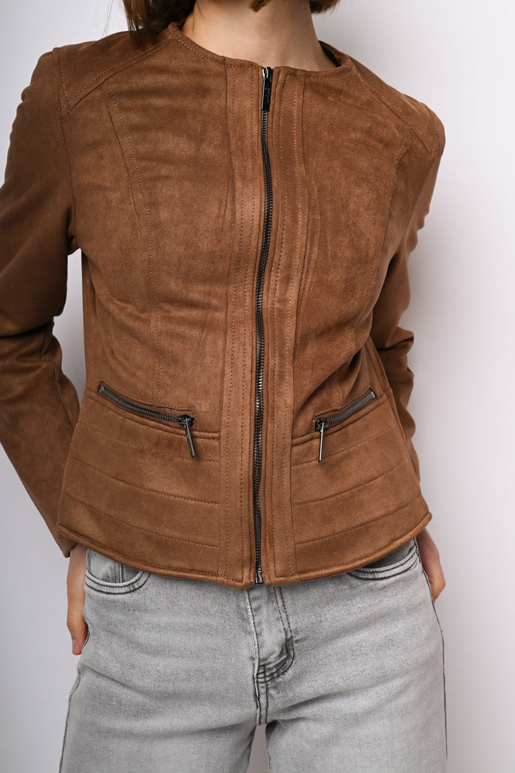 Giacca in faux suede con zip