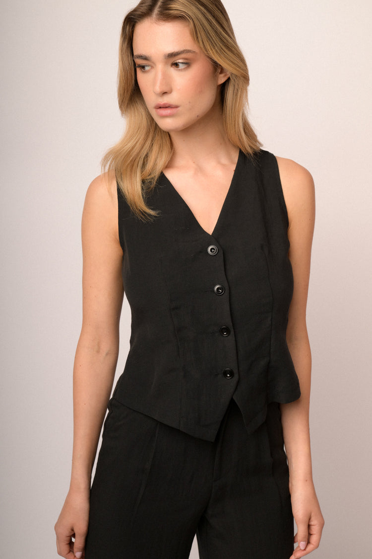 Gilet nero con retro in pizzo