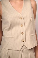 Gilet gessato beige