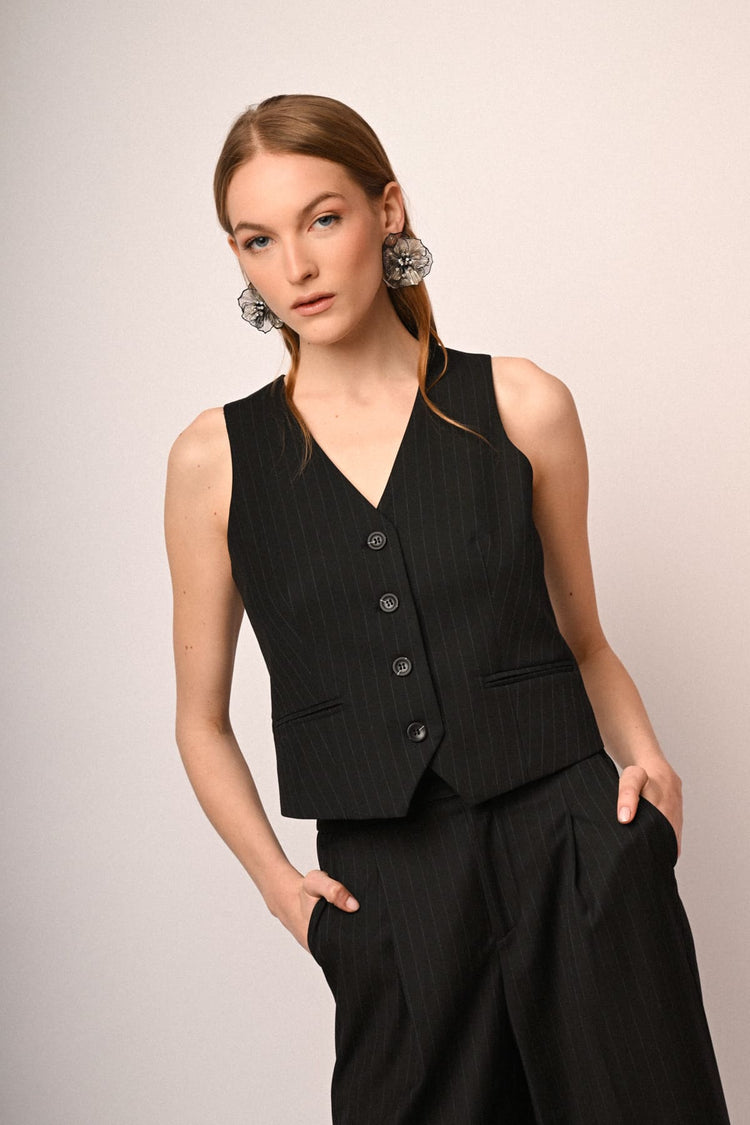 Gilet gessato nero