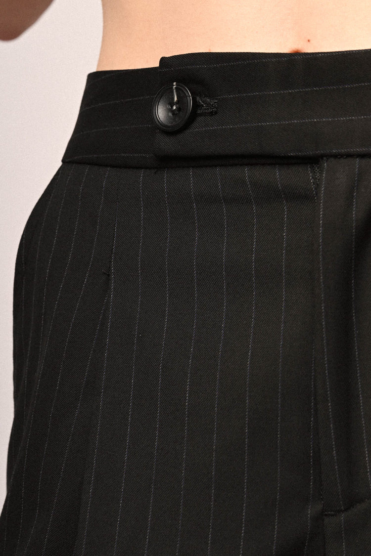 Pantaloni palazzo in gessato nero