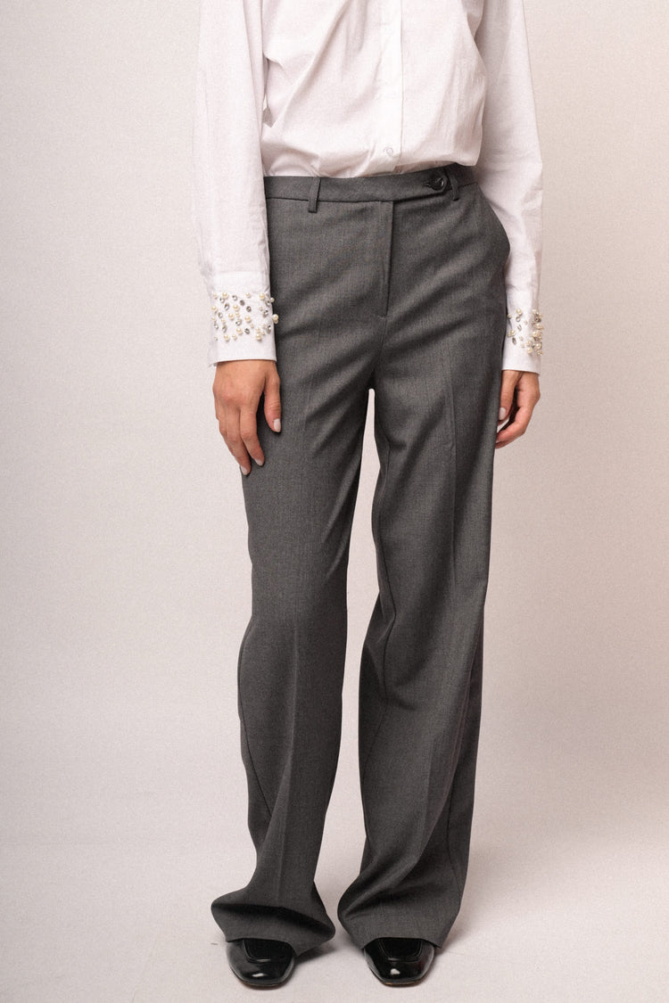 Pantaloni palazzo business misto viscosa grigio