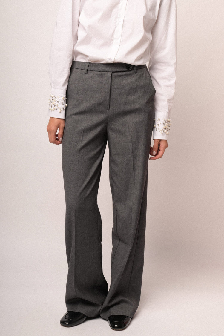 Pantaloni palazzo business misto viscosa grigio