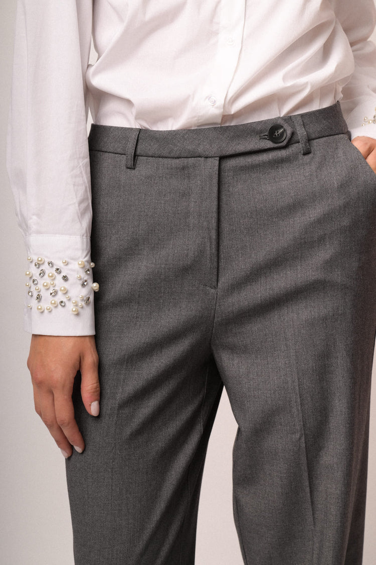 Pantaloni palazzo business misto viscosa grigio