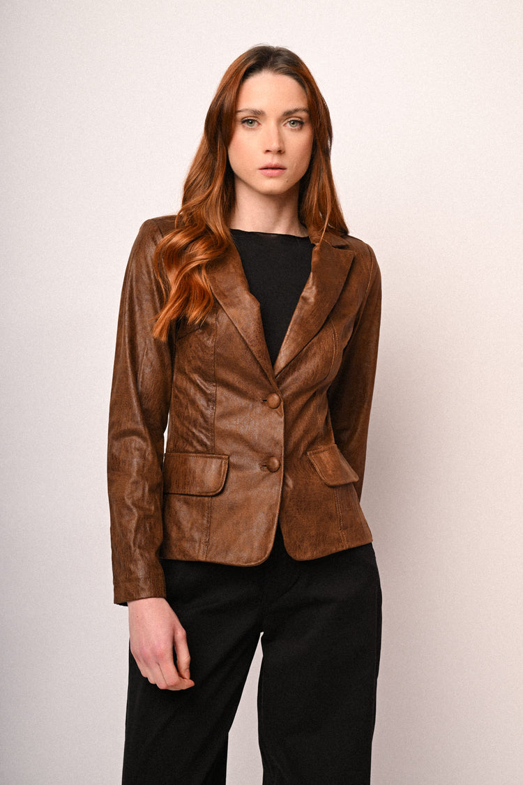 Blazer monopetto in similpelle