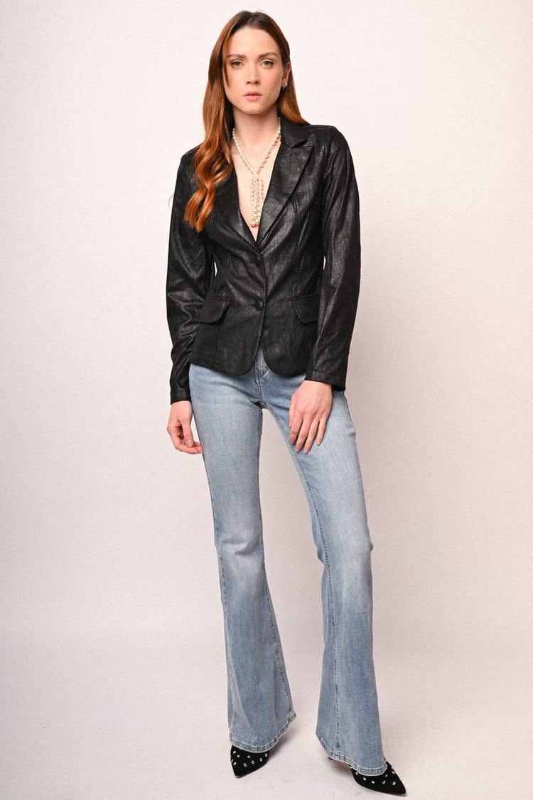 Blazer monopetto in similpelle