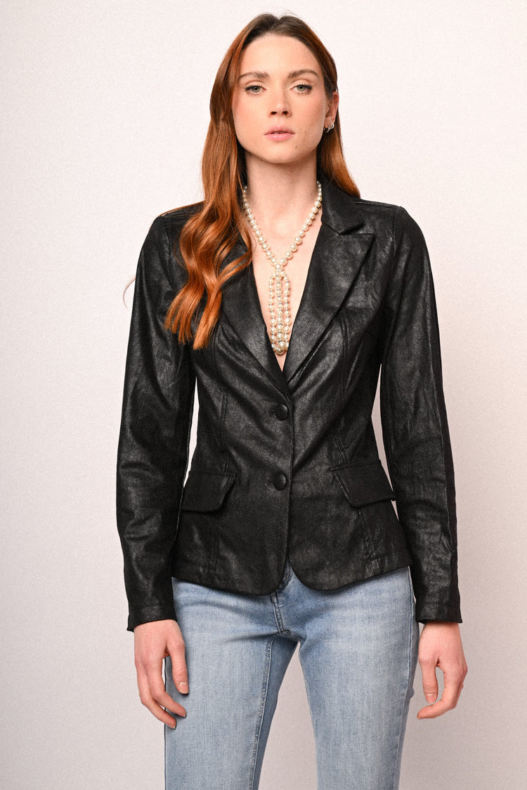 Blazer monopetto in similpelle