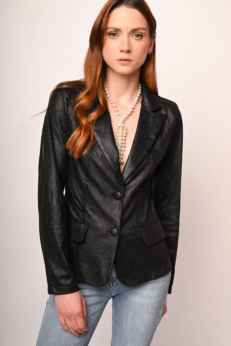 Blazer monopetto in similpelle