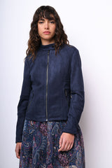 Giacca stile biker in faux suede