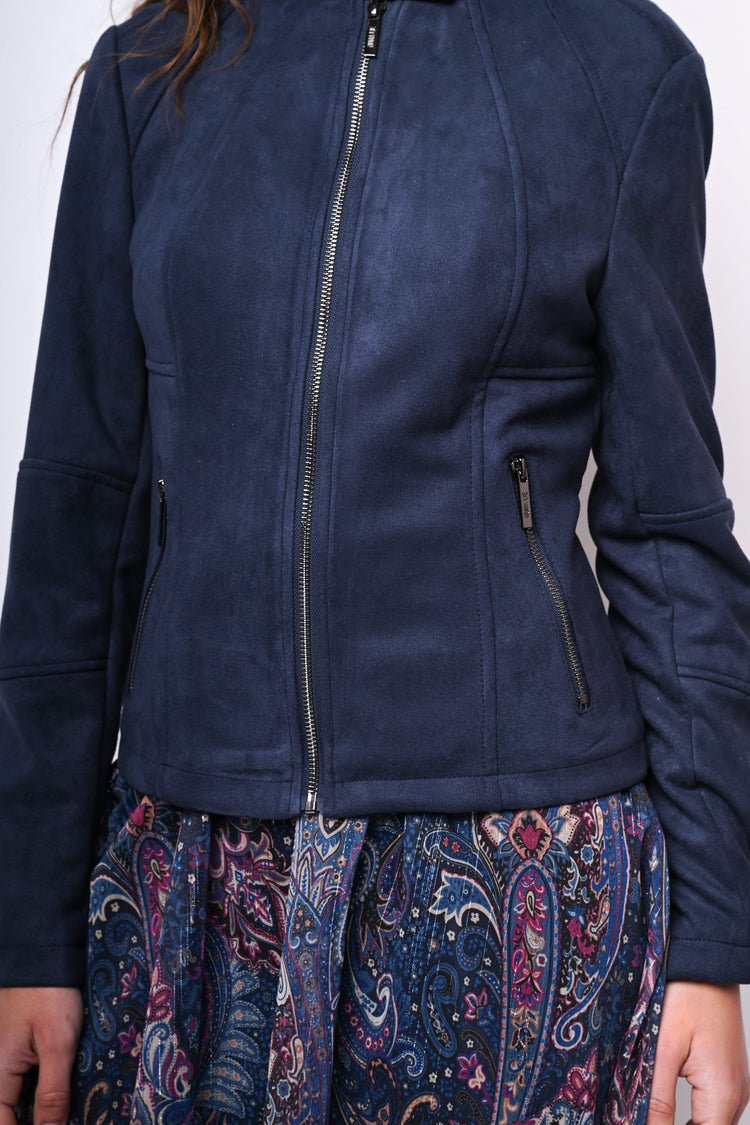 Giacca stile biker in faux suede