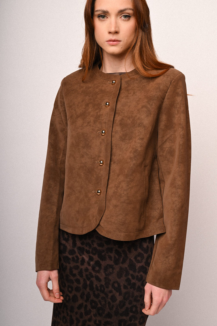 Giacca in faux suede con bottoni
