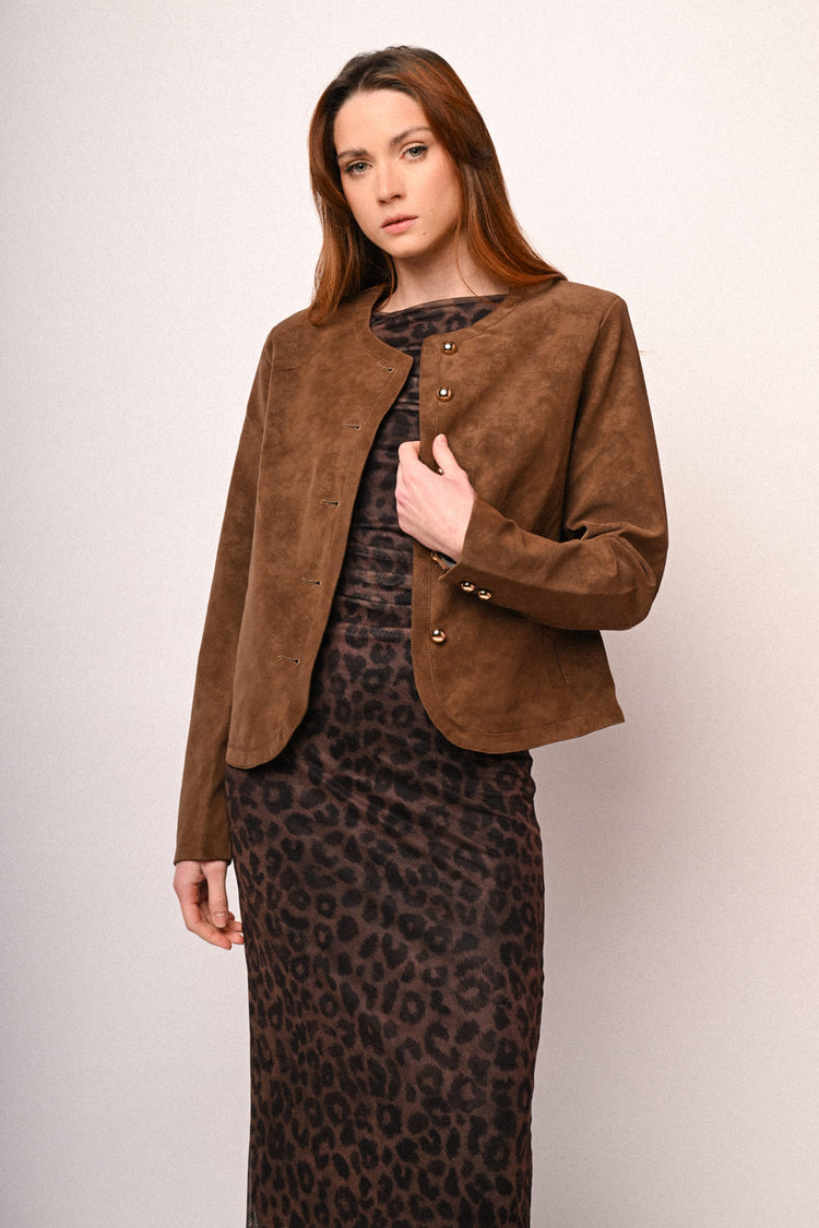 Giacca in faux suede con bottoni