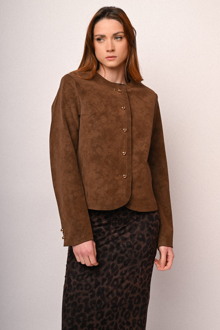 Giacca in faux suede con bottoni