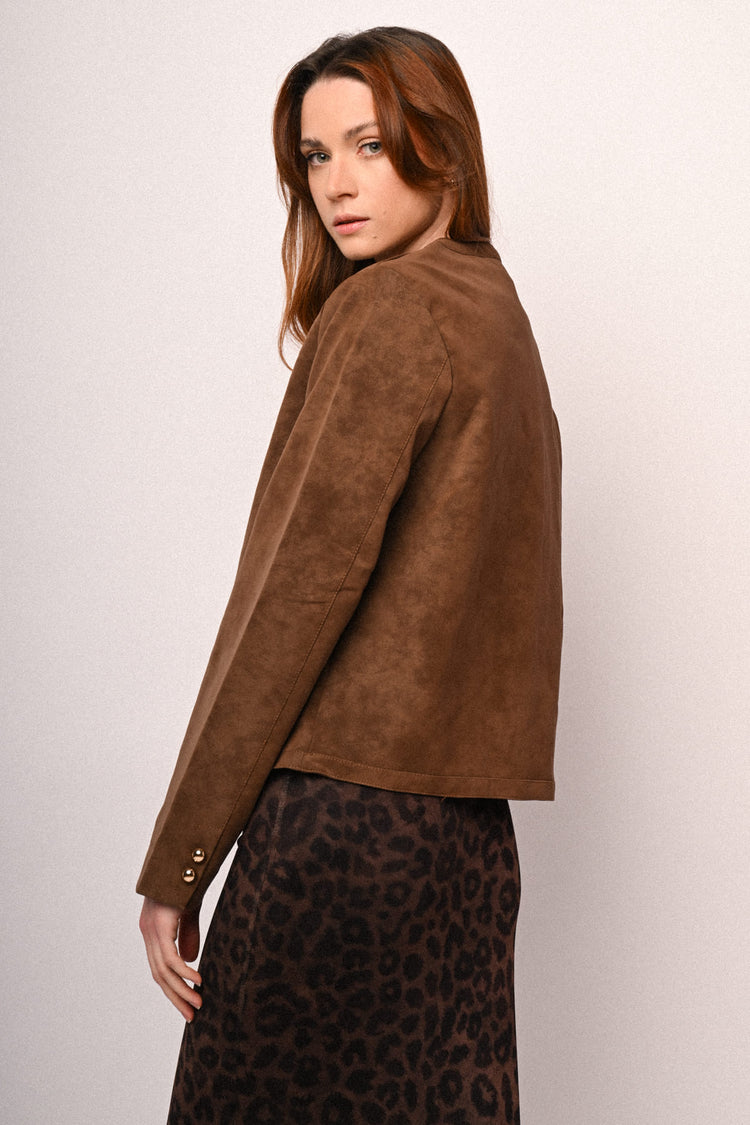 Giacca in faux suede con bottoni