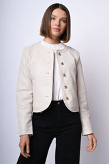 Giacca in similpelle con bottoni