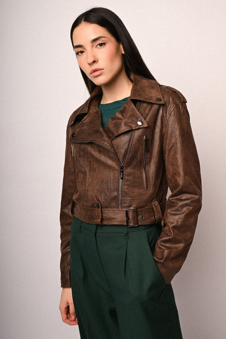 Giacca biker in similpelle vintage