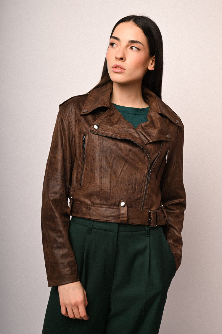 Giacca biker in similpelle vintage