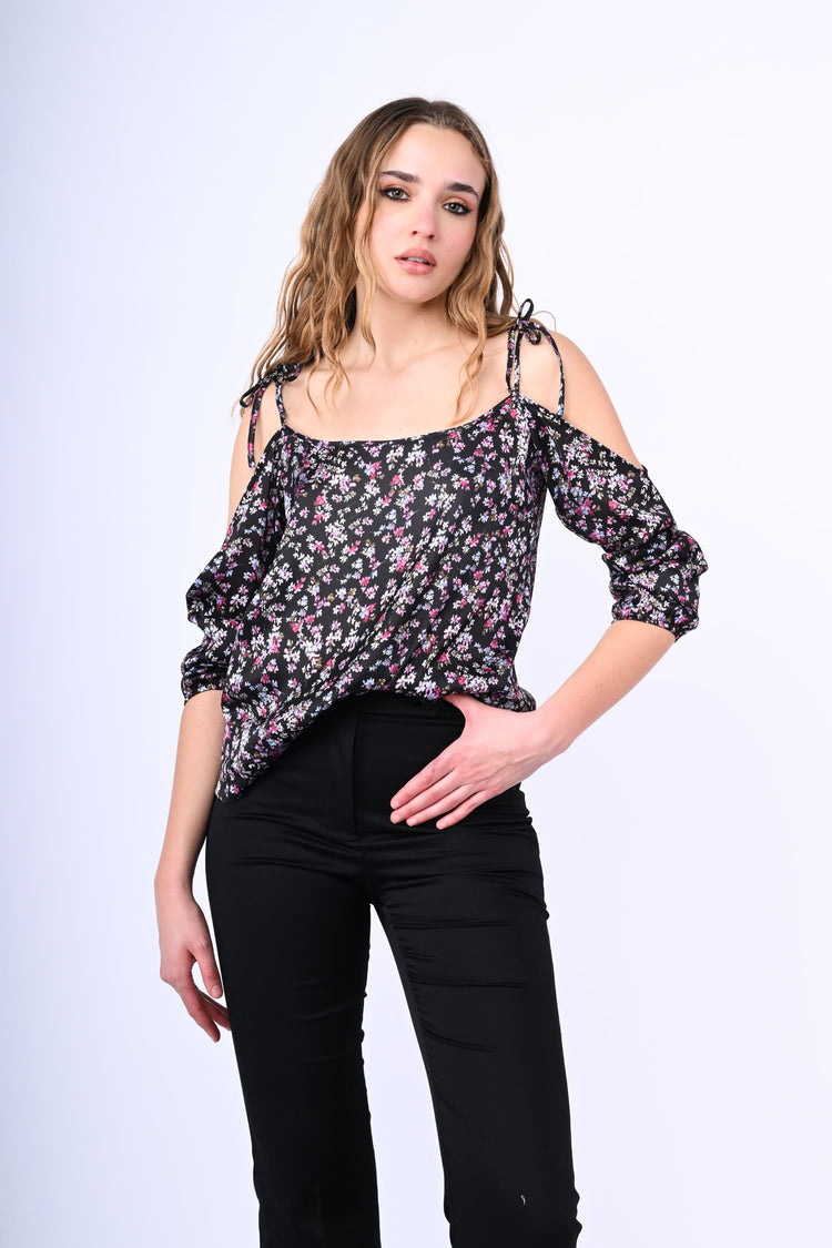 Blusa con cut-outs e stampa floreale