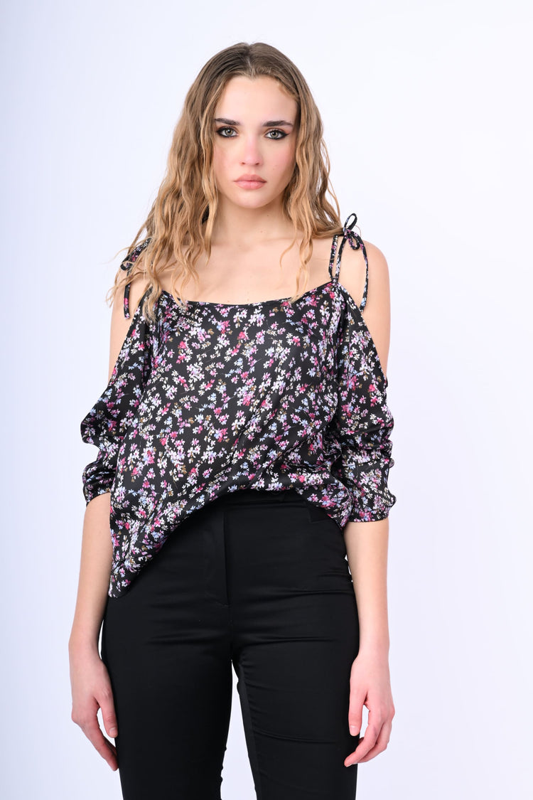 Blusa con cut-outs e stampa floreale