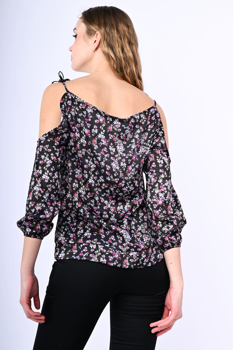 Blusa con cut-outs e stampa floreale