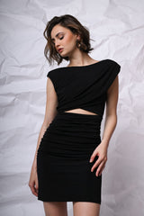 Mini abito arricciato con cut-out