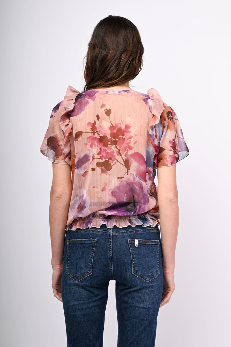 Blusa a stampa floreale lurex
