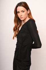 Top in maglia lurex con nodo