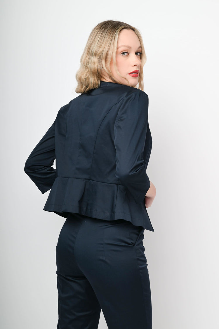 Blazer crop con balza