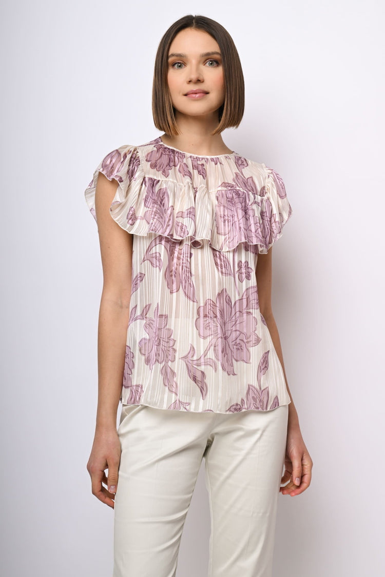 Top in georgette a stampa floreale