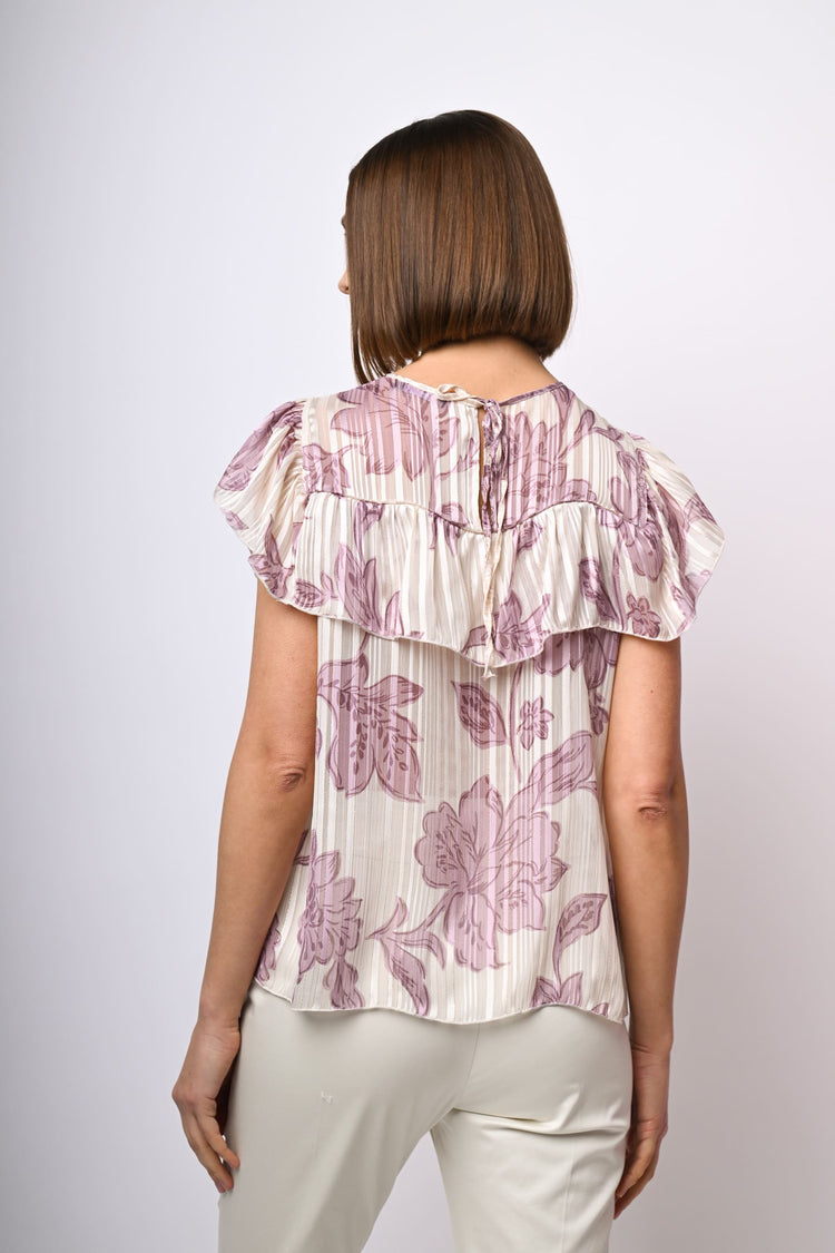 Top in georgette a stampa floreale