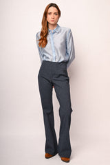 Pantaloni svasati effetto denim