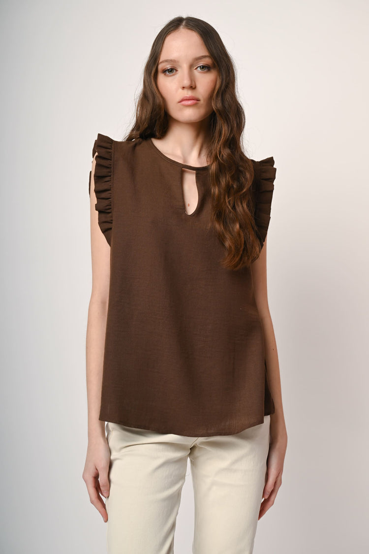 Top con rouches e cut-out
