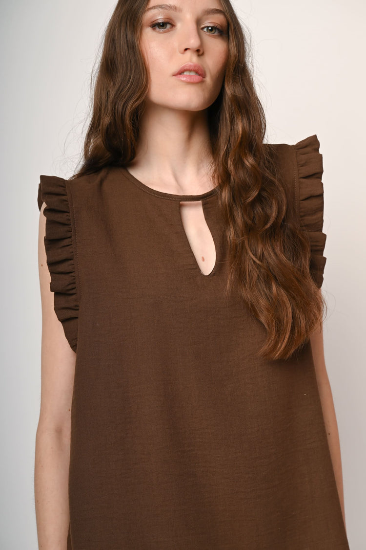 Top con rouches e cut-out