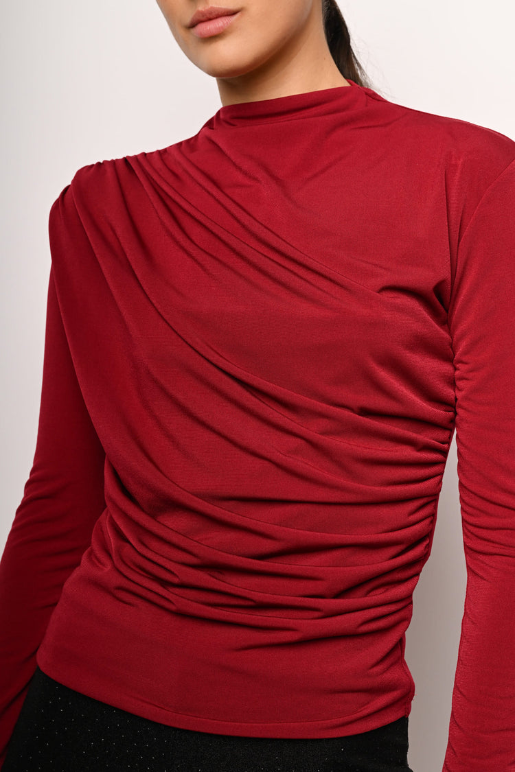 Blusa drappeggiata e arricciata