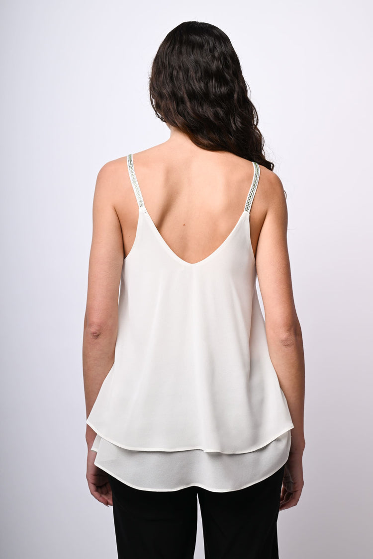 Top con spalline in strass