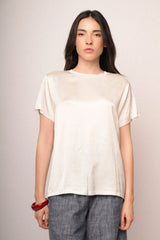T-shirt in raso di viscosa bianco