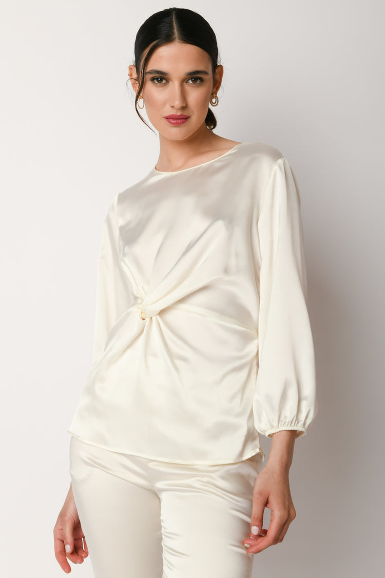 Blusa in raso con nodo