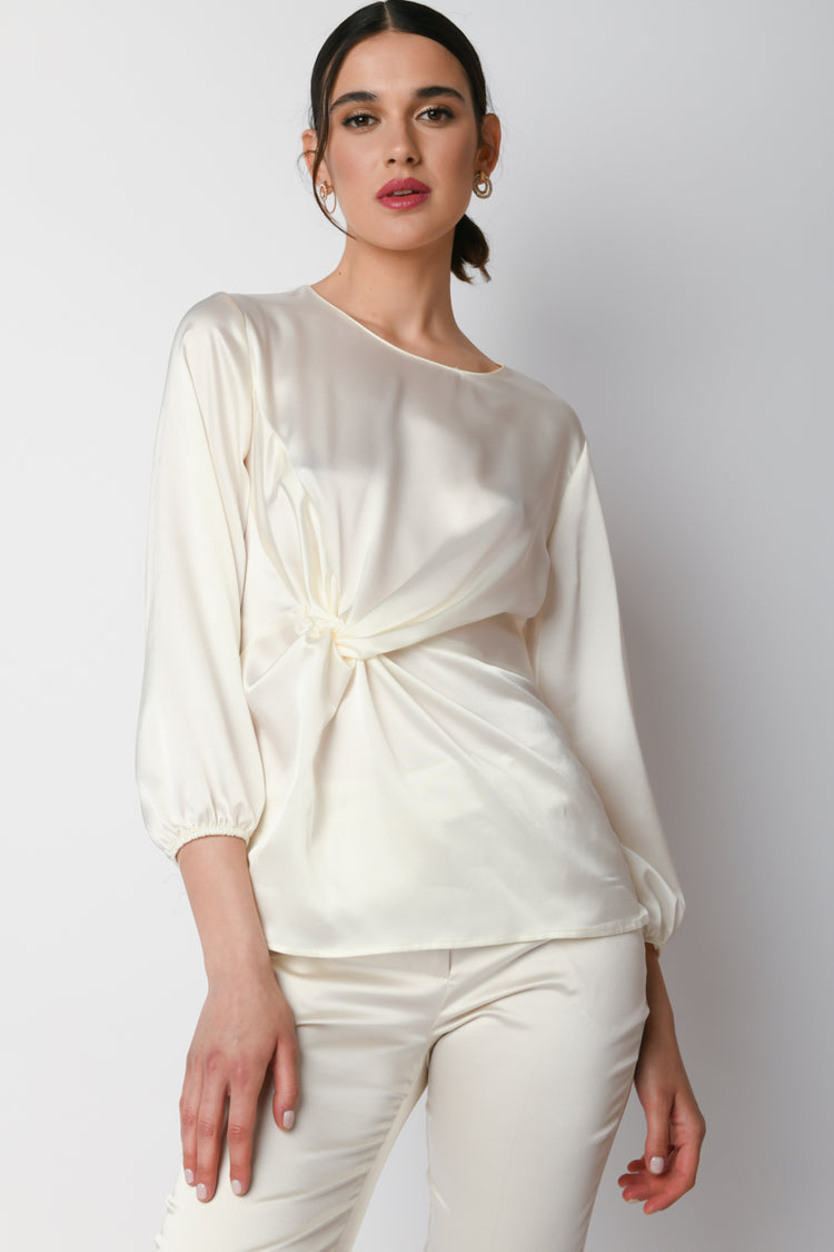 Blusa in raso con nodo