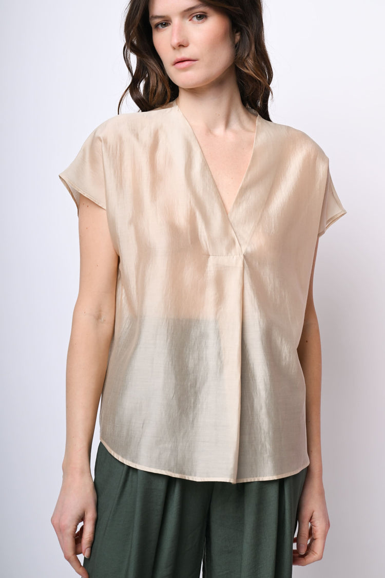 Blusa in mussola con scollo a V