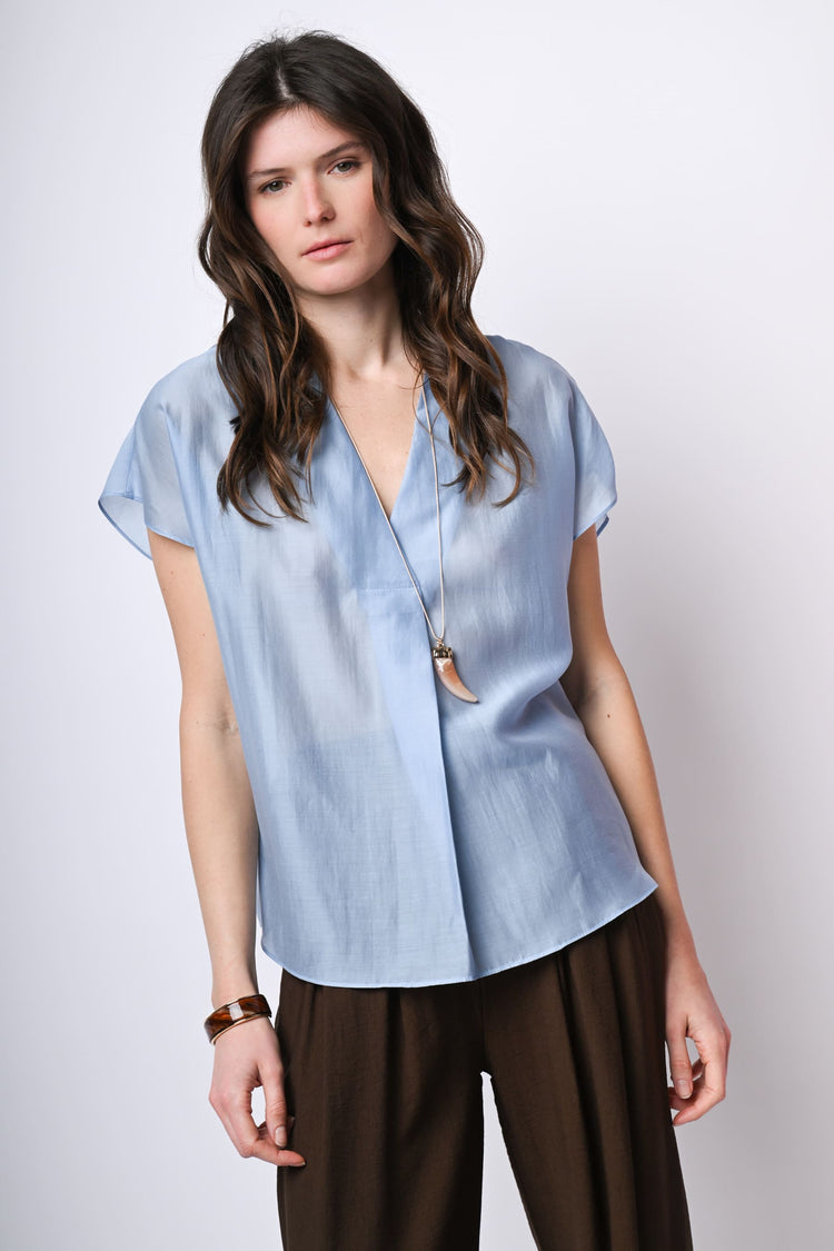 Blusa in mussola con scollo a V
