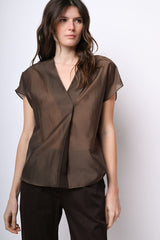 Blusa in mussola con scollo a V
