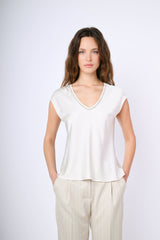 T-shirt in raso con strass