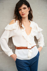 Camicia con cut-outs e volants