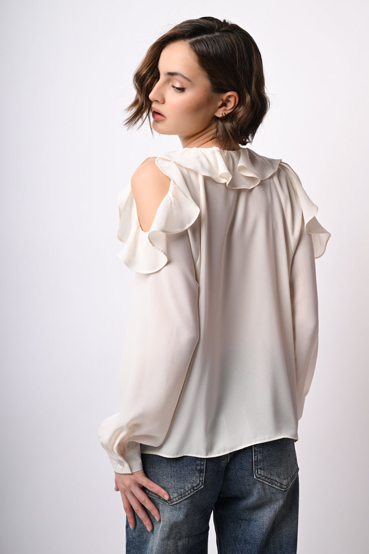 Camicia con cut-outs e volants