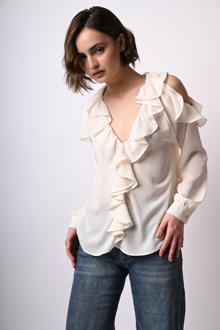 Camicia con cut-outs e volants
