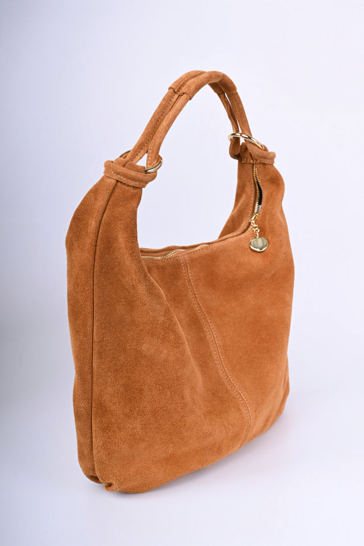 Borsa hobo in pelle scamosciata