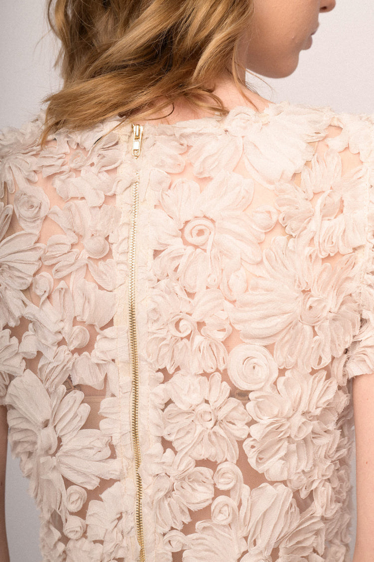 Top crop in pizzo floreale bianco