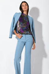 Top in lurex plissé a stampa