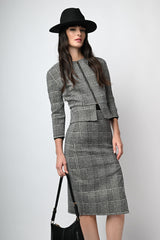 Gonna longuette in jacquard Principe di Galles