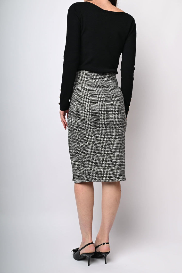 Gonna longuette in jacquard Principe di Galles